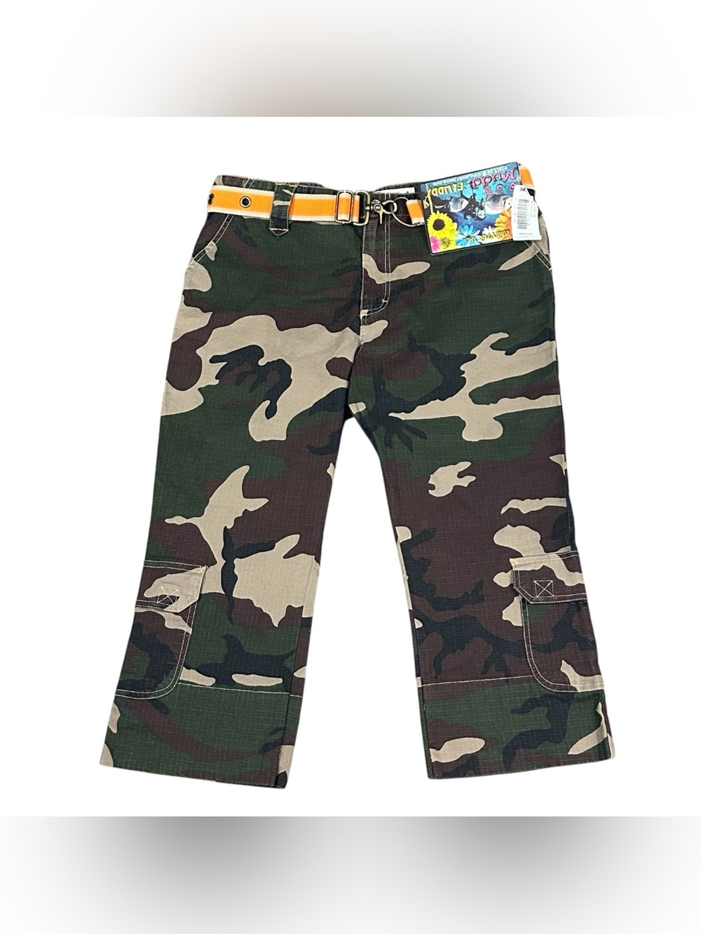 Mudd Jeans Girls 16.5 Plus Camo Cargo Pants NWT Y2K Belt Wide Leg